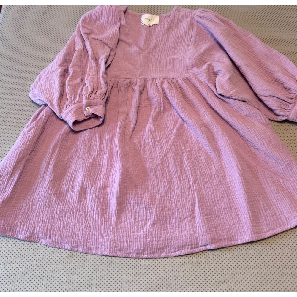 Pomander Place Tuckernut Purple Gauze Babydoll Tunic Fairy Dress Puff Sleeve S